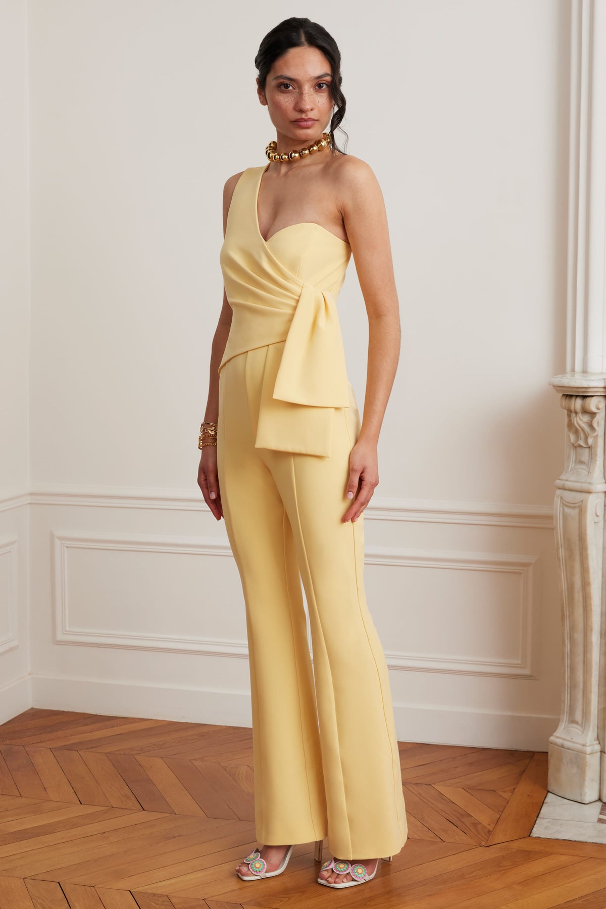HALLIE Asymmetric Jumpsuit in Yellow Position 6
