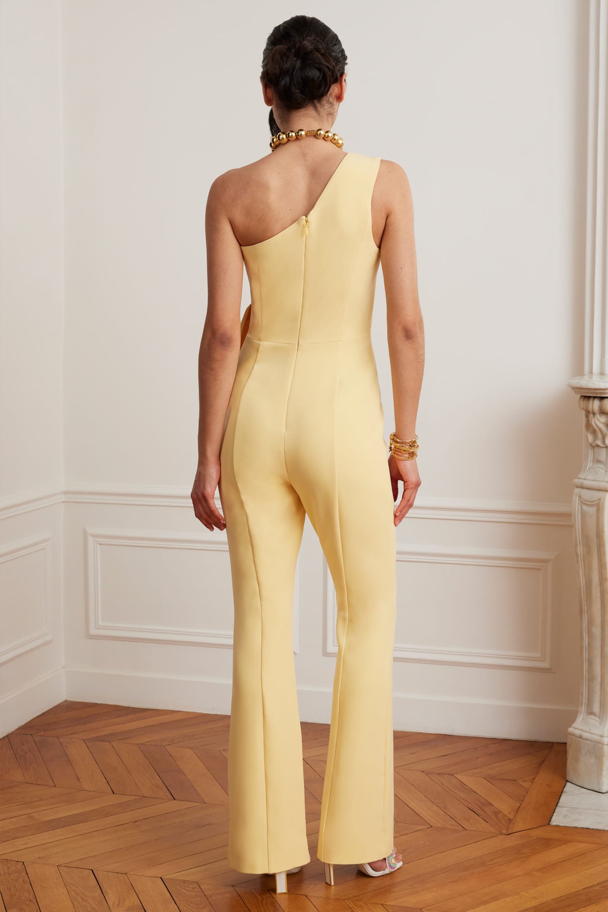 HALLIE Asymmetric Jumpsuit in Yellow Position 3