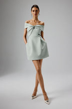 MILA Bardot Mini Dress in Green Position 2