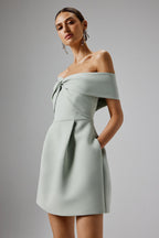 MILA Bardot Mini Dress in Green Position 1
