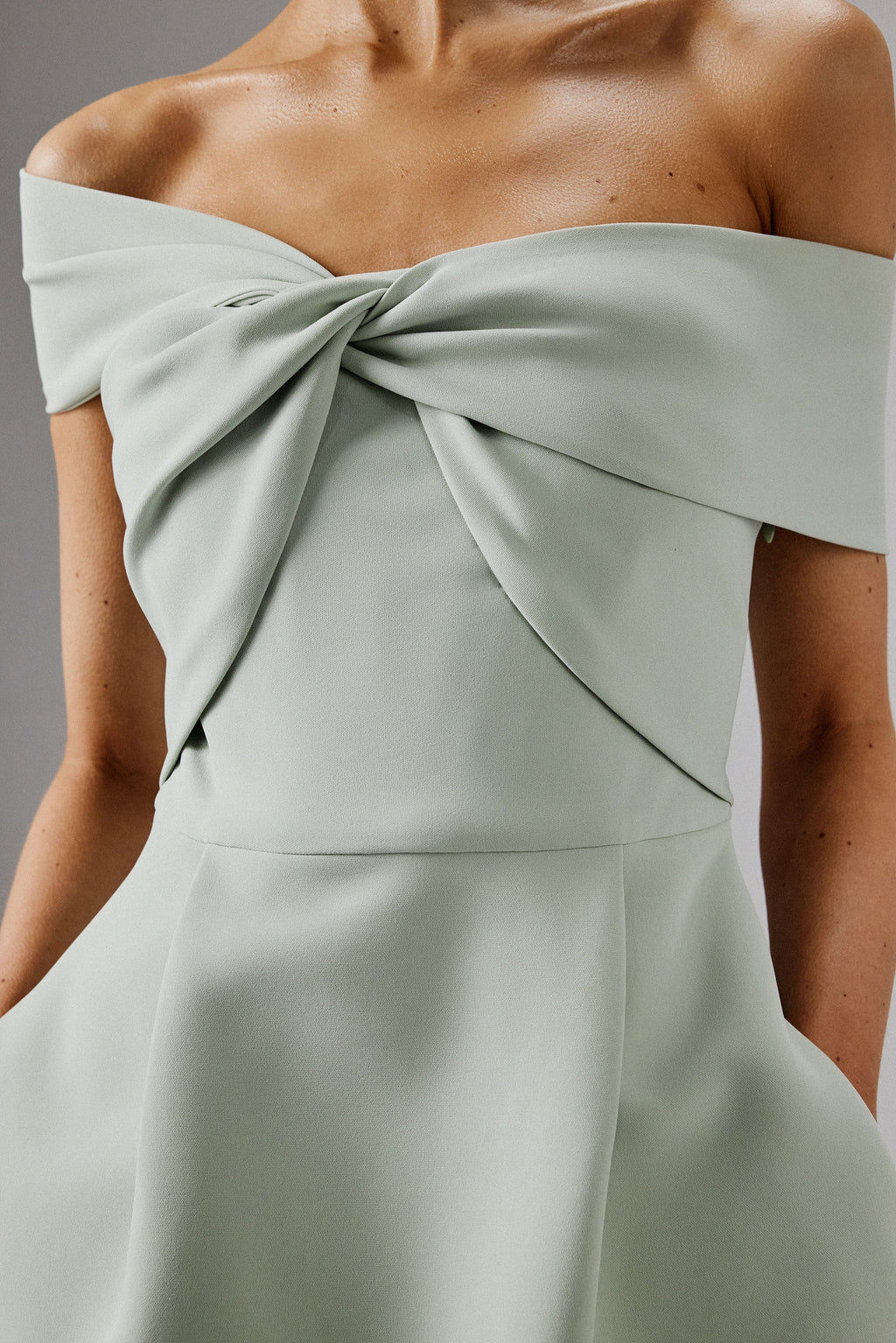 MILA Bardot Mini Dress in Green Position 3