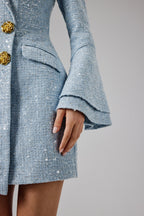 REBECCAH Boucle Blazer Mini Dress in Blue Position 2