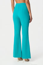 ALEXA Tailored Fit And Flare Pants In Teal Blue Position 4