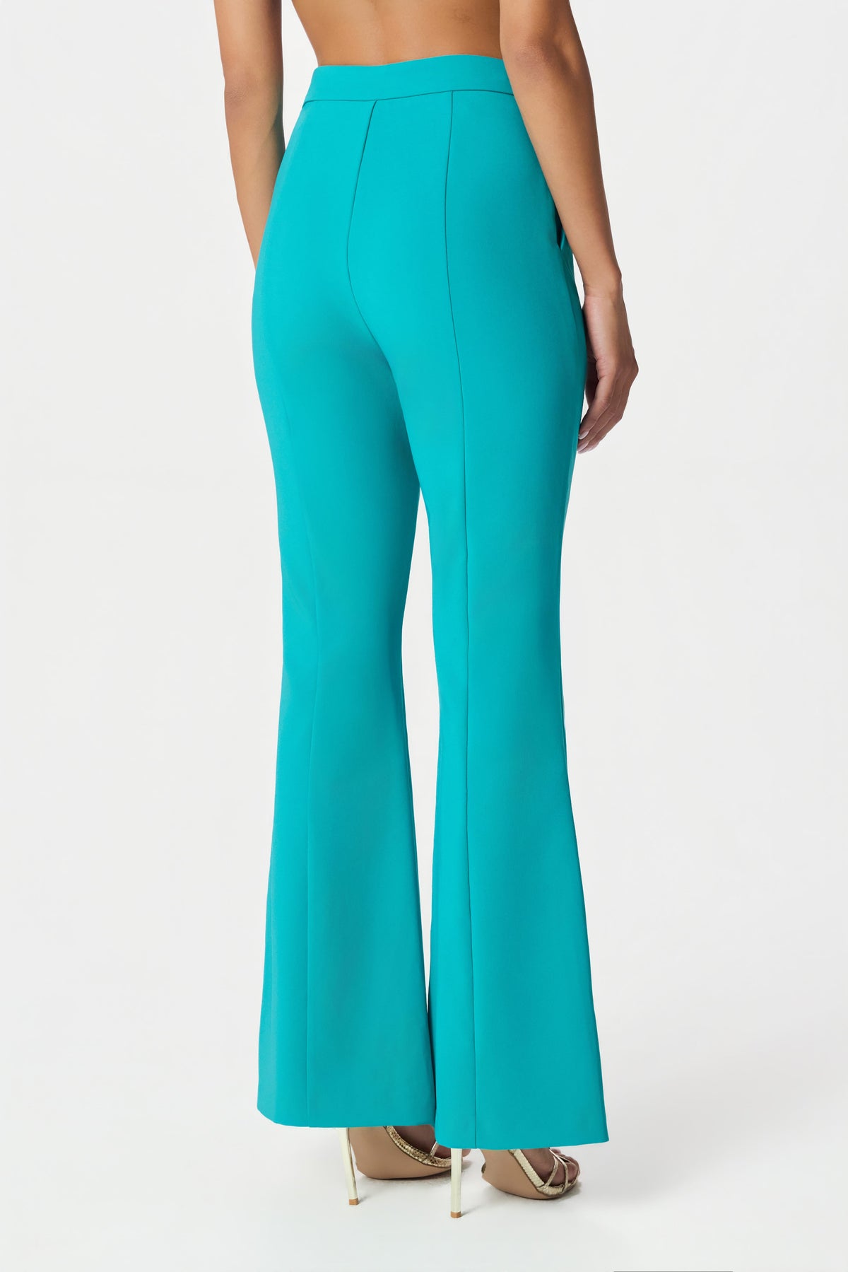 ALEXA Tailored Fit And Flare Pants In Teal Blue Position 4