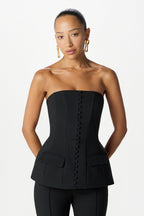 AMY Bandeau Flared Jumpsuit in Black Position 2