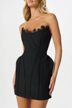 ANASTASIA Bandeau Mini Dress in Black Position 6