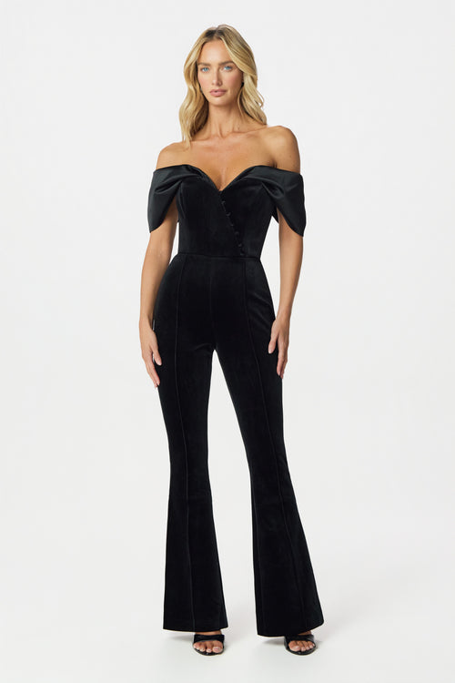 ANTONIA Velvet Jumpsuit in Black Position 1