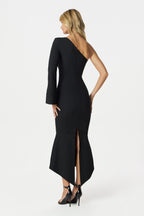 ARIANNA Asymmetric Midi Dress in Black Position 5