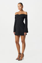 BONNIE Bardot Mini Dress in Black Position 3