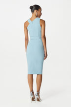 BRIELLE Halter Neck Midi Dress in Light Blue Position 3