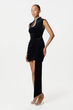 CELINA Velvet Mini Dress in Black Position 2