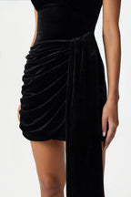 CELINA Velvet Mini Dress in Black Position 5