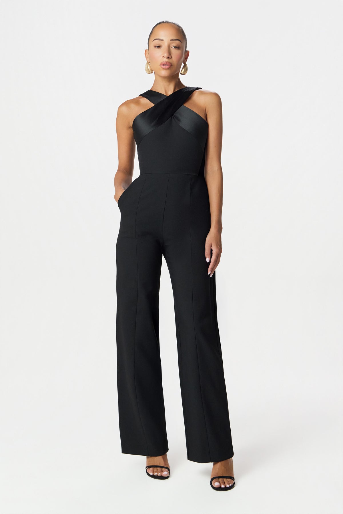 CHANTELLE Halter Neck Jumpsuit in Black Position 1
