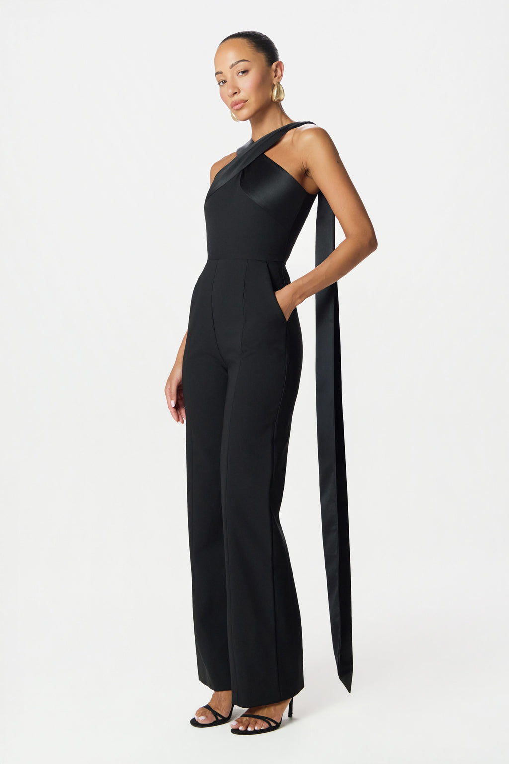 CHANTELLE Halter Neck Jumpsuit in Black Position 4