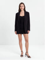Avenyl Black Bandeau Mini Dress with Ruched Detail & Bodycon Fit