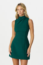 DANYA High Neck Mini Dress in Emerald Position 2
