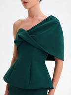 Avenyl GIOVANNA Asymmetric Maxi Dress - Emerald, Elegant Fit