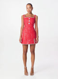 Avenyl ZOEY Red Embellished Boucle Tulip Mini Dress, Stylish Fit