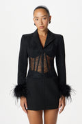 GIA Lace Feather Mini Dress in Black Position 1