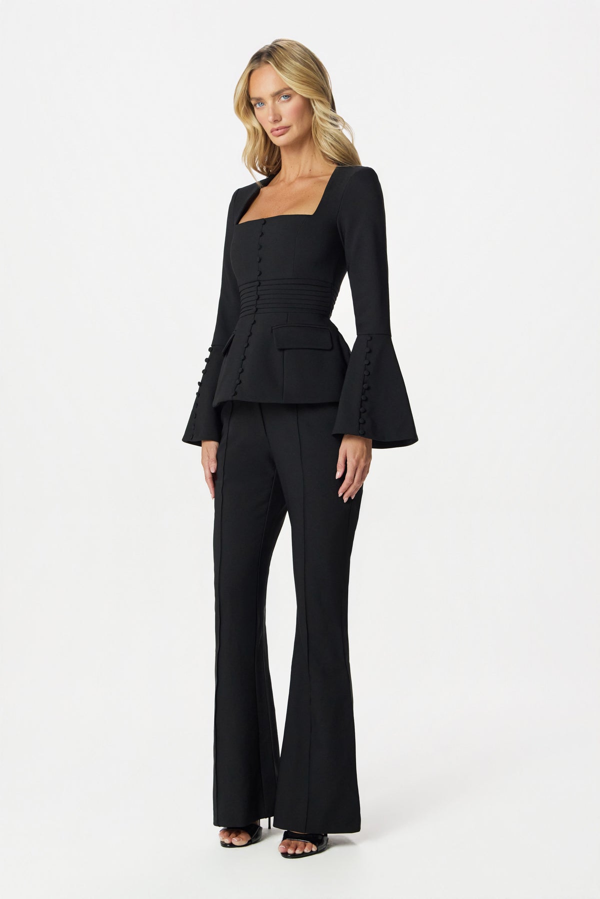 HARPER Peplum Blazer in Black Position 3
