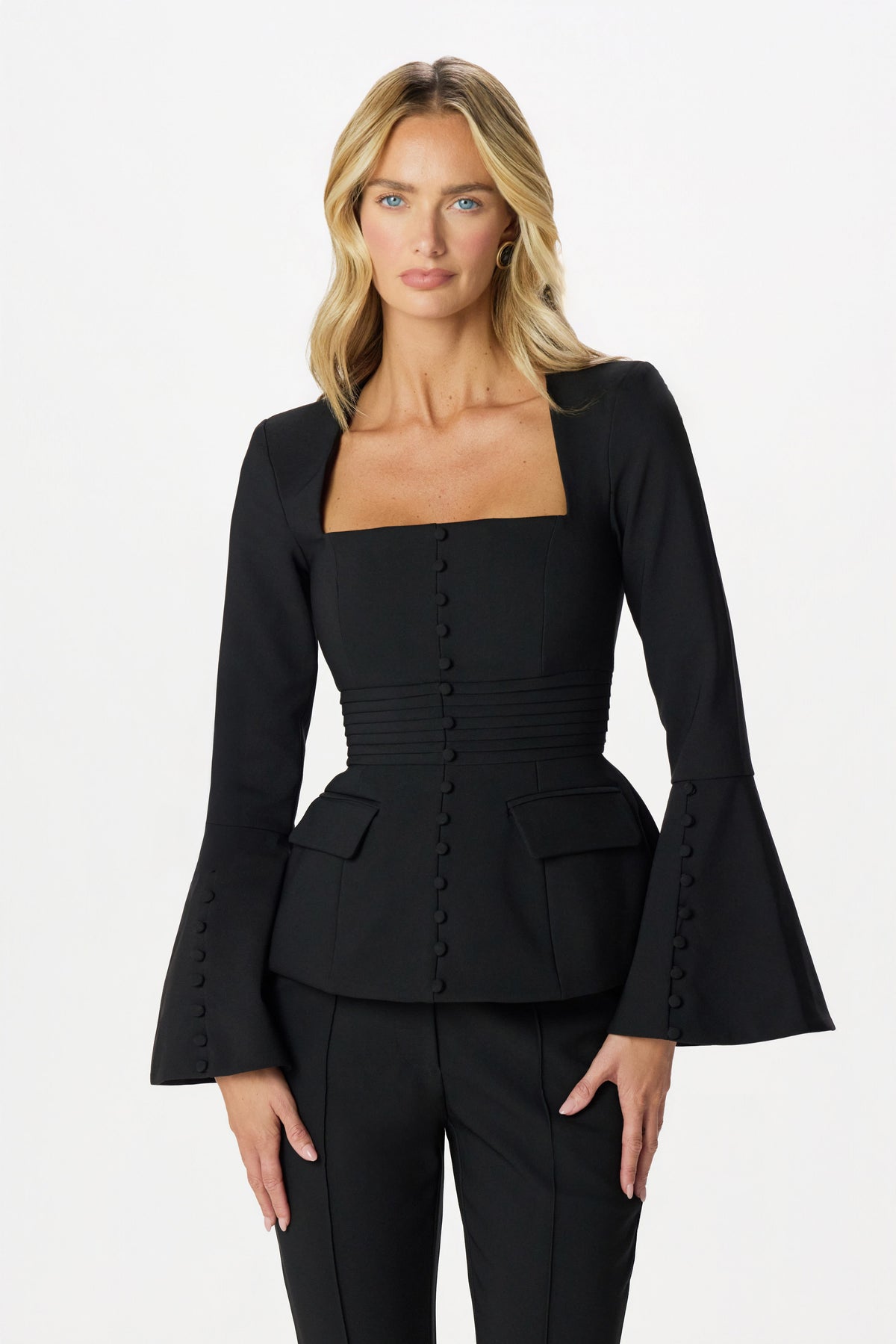 HARPER Peplum Blazer in Black Position 1