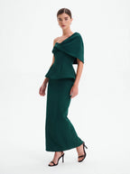Avenyl GIOVANNA Asymmetric Maxi Dress - Emerald, Elegant Fit
