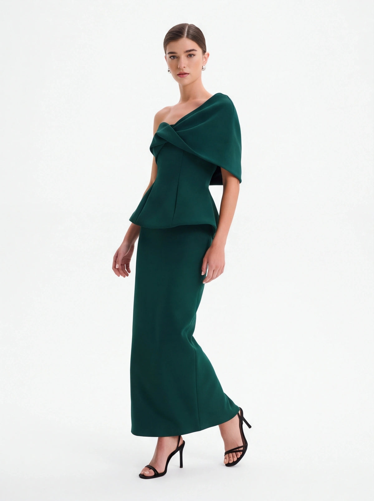 Avenyl GIOVANNA Asymmetric Maxi Dress - Emerald, Elegant Fit