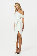 HONEY Asymmetric Midi Dress in White Position 2