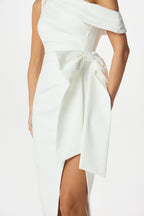HONEY Asymmetric Midi Dress in White Position 4
