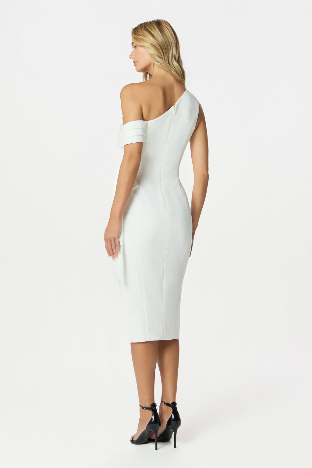 HONEY Asymmetric Midi Dress in White Position 6