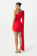KATIE Asymmetric Mini Dress in Red Position 2