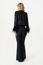 LARIA Boucle Feather Blazer in Black Position 6