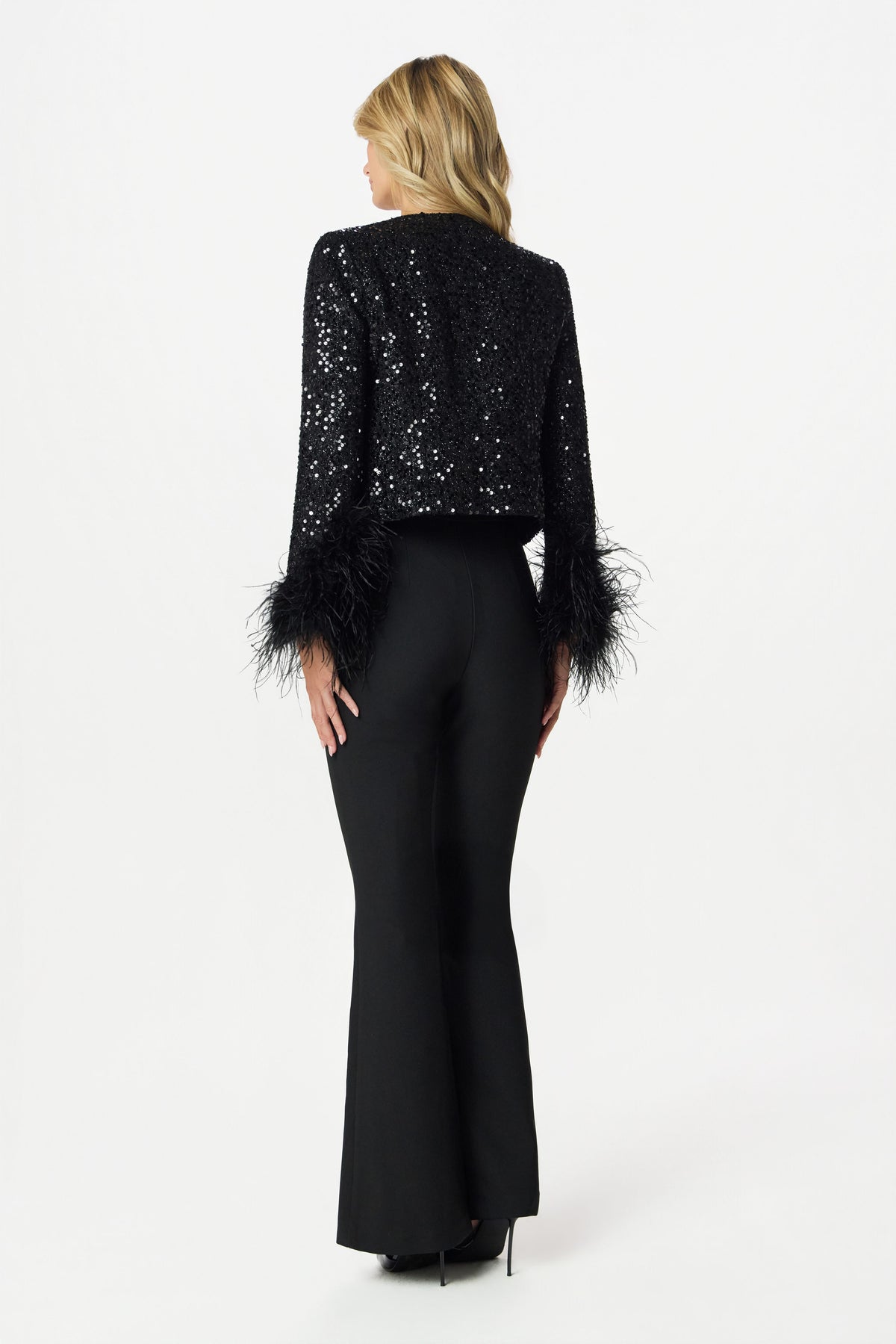 LARIA Boucle Feather Blazer in Black Position 6