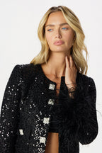LARIA Boucle Feather Blazer in Black Position 4