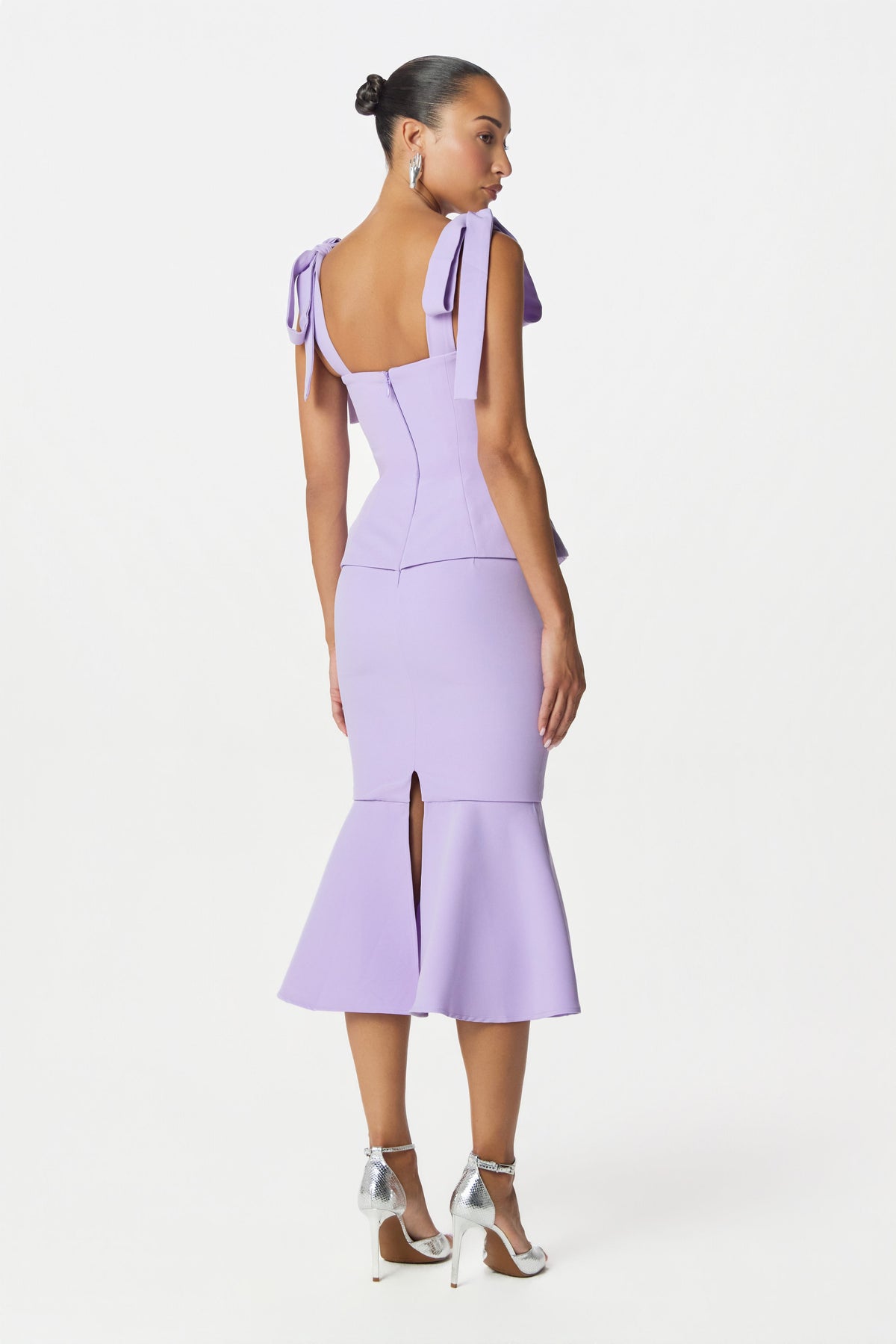 LEONA Peplum Midi Dress in Lilac Position 2