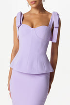 LEONA Peplum Midi Dress in Lilac Position 5