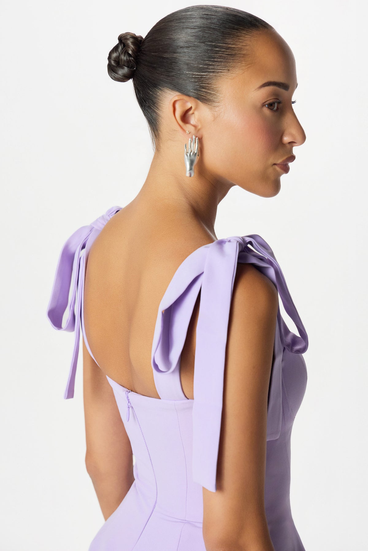 LEONA Peplum Midi Dress in Lilac Position 6