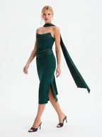 Avenyl ZENDEYA Bandeau Neck Midi Dress - Emerald, Elegant Fit