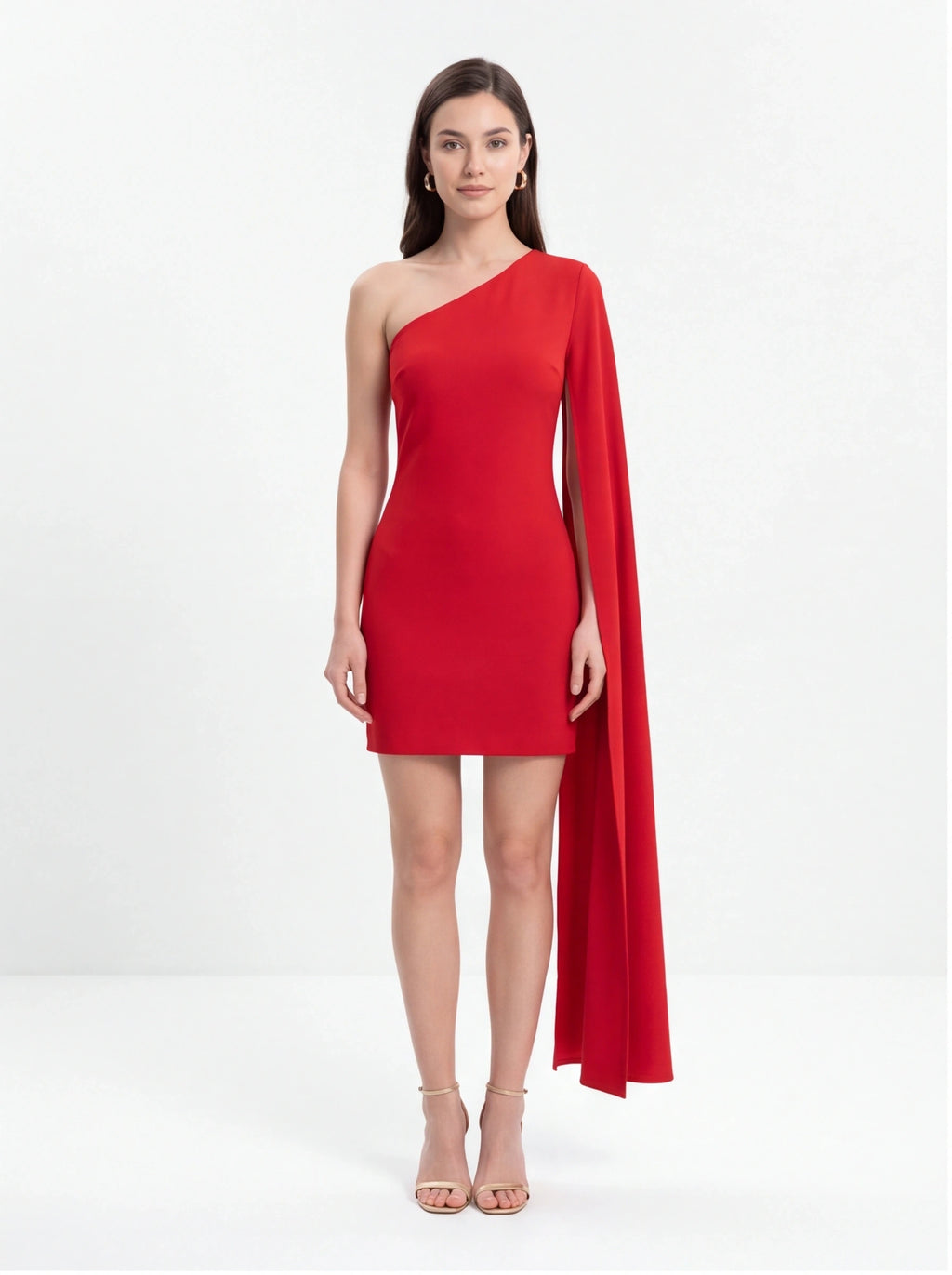 Avenyl KATIE Asymmetric Mini Dress - Elegant Red, Flattering Fit
