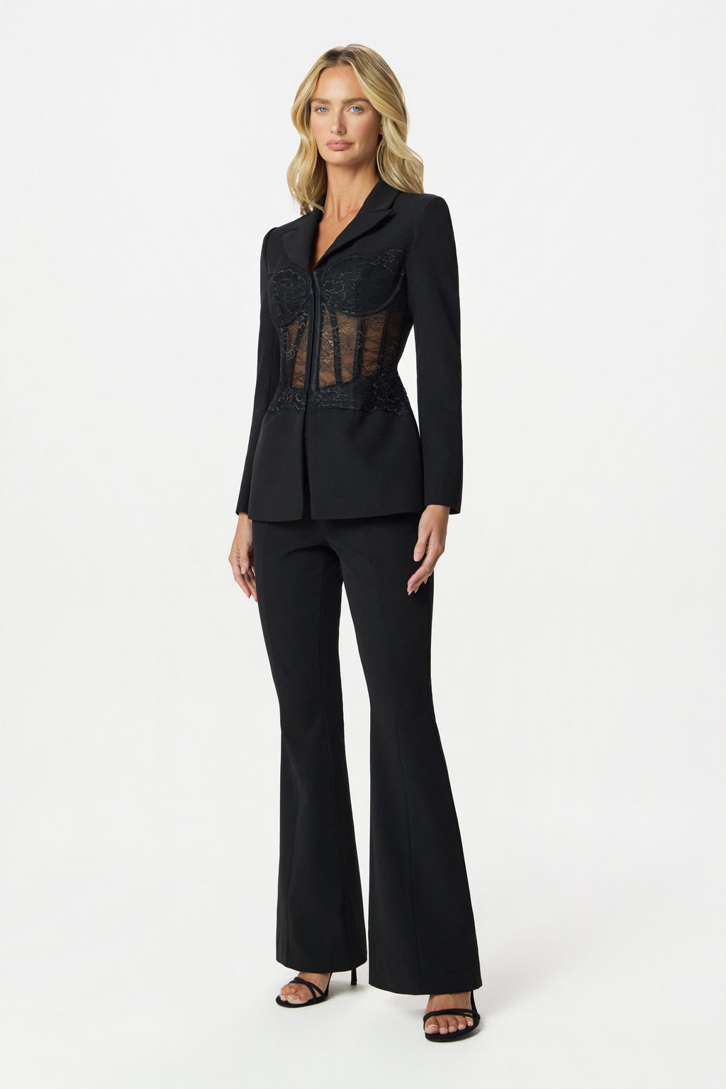 MACY Flared Trousers in Black Position 4