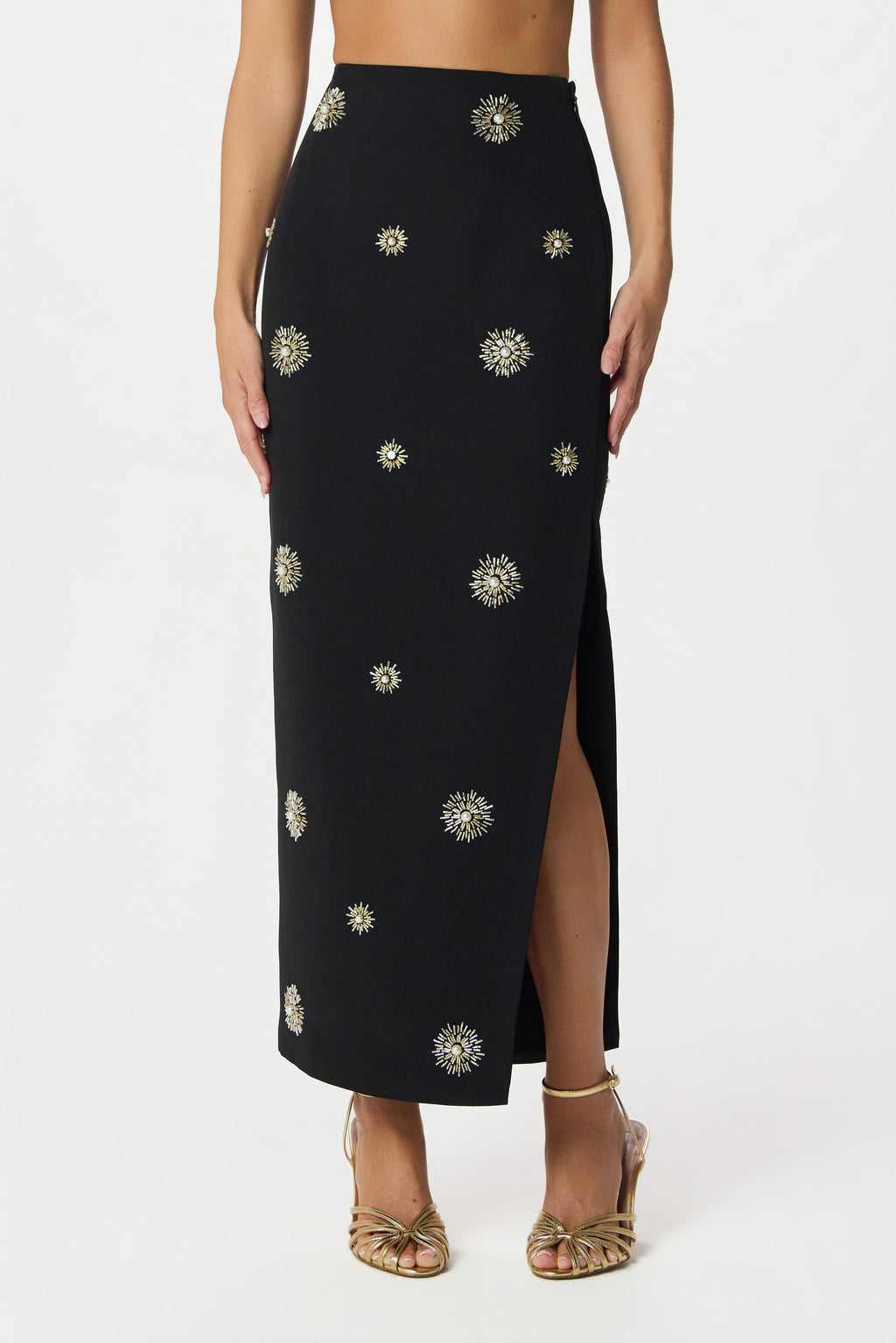 MARCELLA Embellished Maxi Skirt in Black Position 3