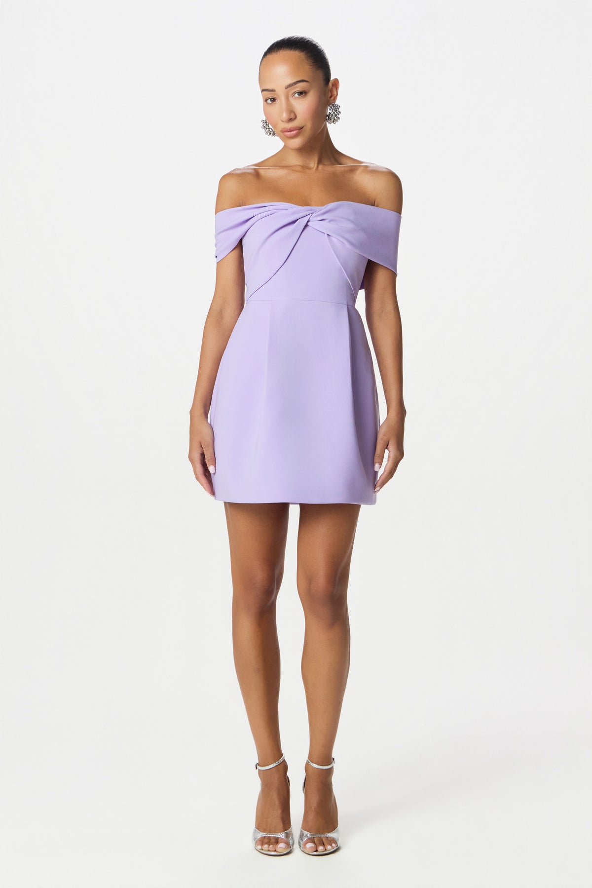 MILA Bardot Mini Dress in Lilac Position 1