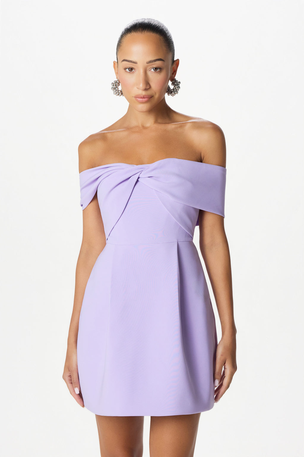 MILA Bardot Mini Dress in Lilac Position 2