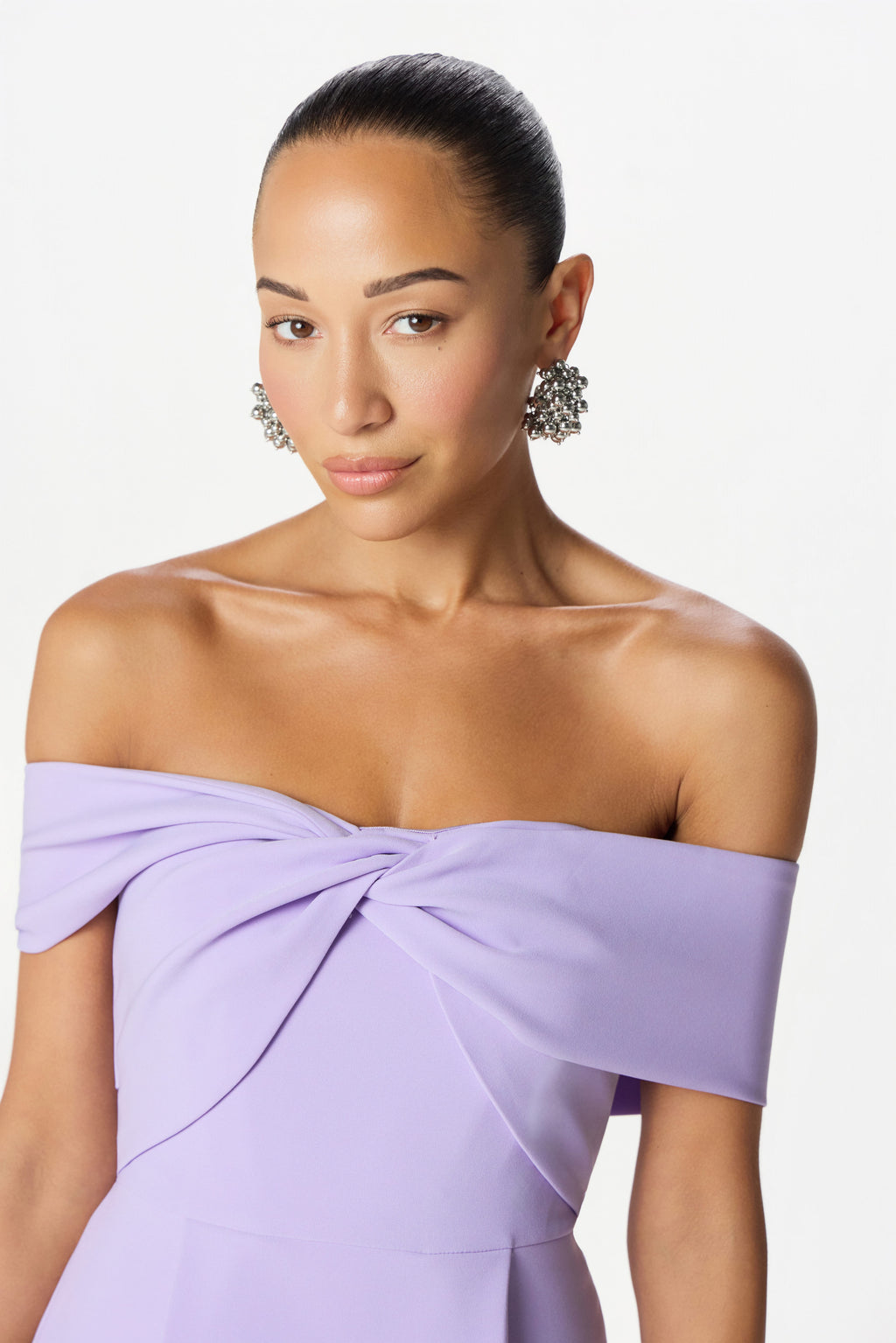 MILA Bardot Mini Dress in Lilac Position 4