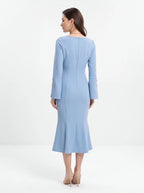 Avenyl Square Neck Midi Dress - Light Blue, Elegant Design