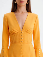 Avenyl V Neck Mini Dress in Orange - Sleek Design & Versatile St