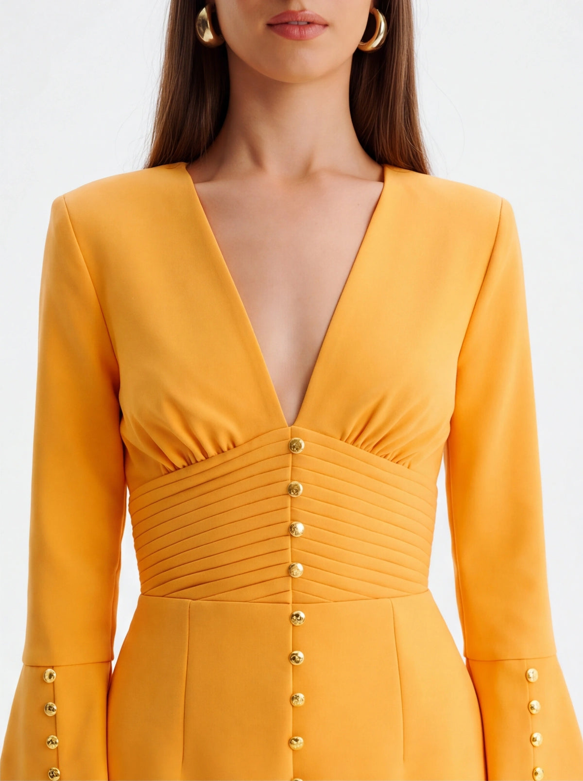 Avenyl V Neck Mini Dress in Orange - Sleek Design & Versatile St
