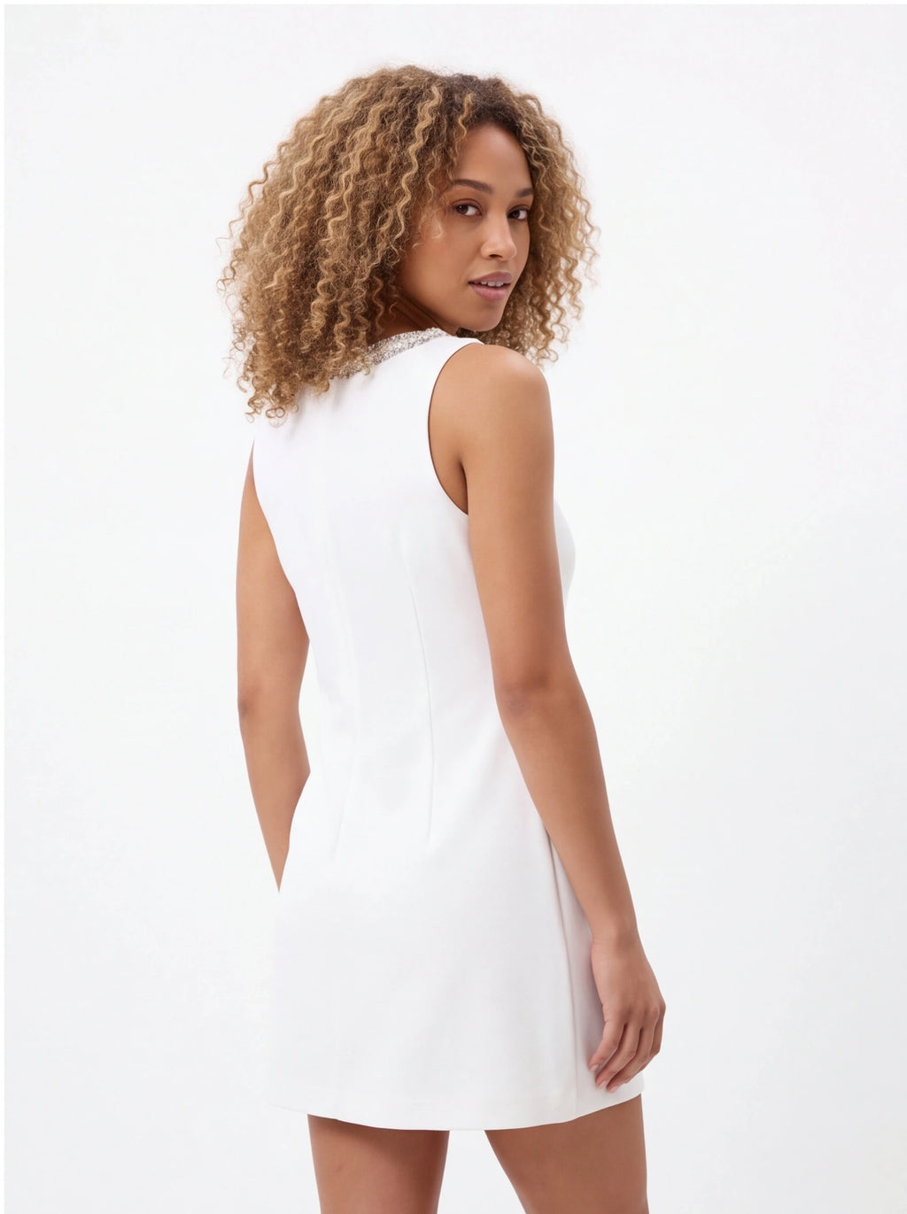 Avenyl ABBIE White Mini Dress with Embellished Details
