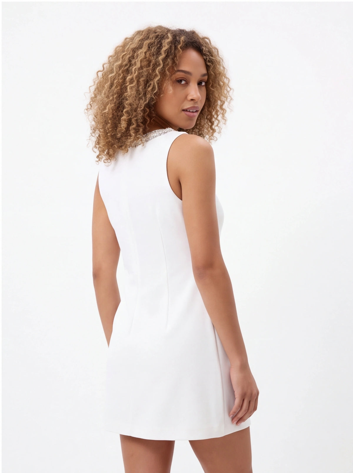 Avenyl ABBIE White Mini Dress with Embellished Details