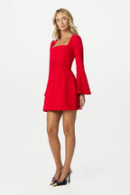 ROMY Square Neck Mini Dress in Red Position 3